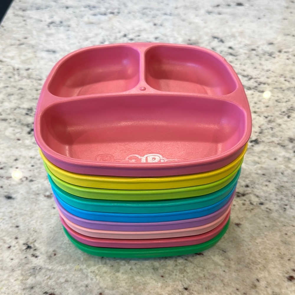 Replay Recycled Colorful Divided Plates, Set of 9
